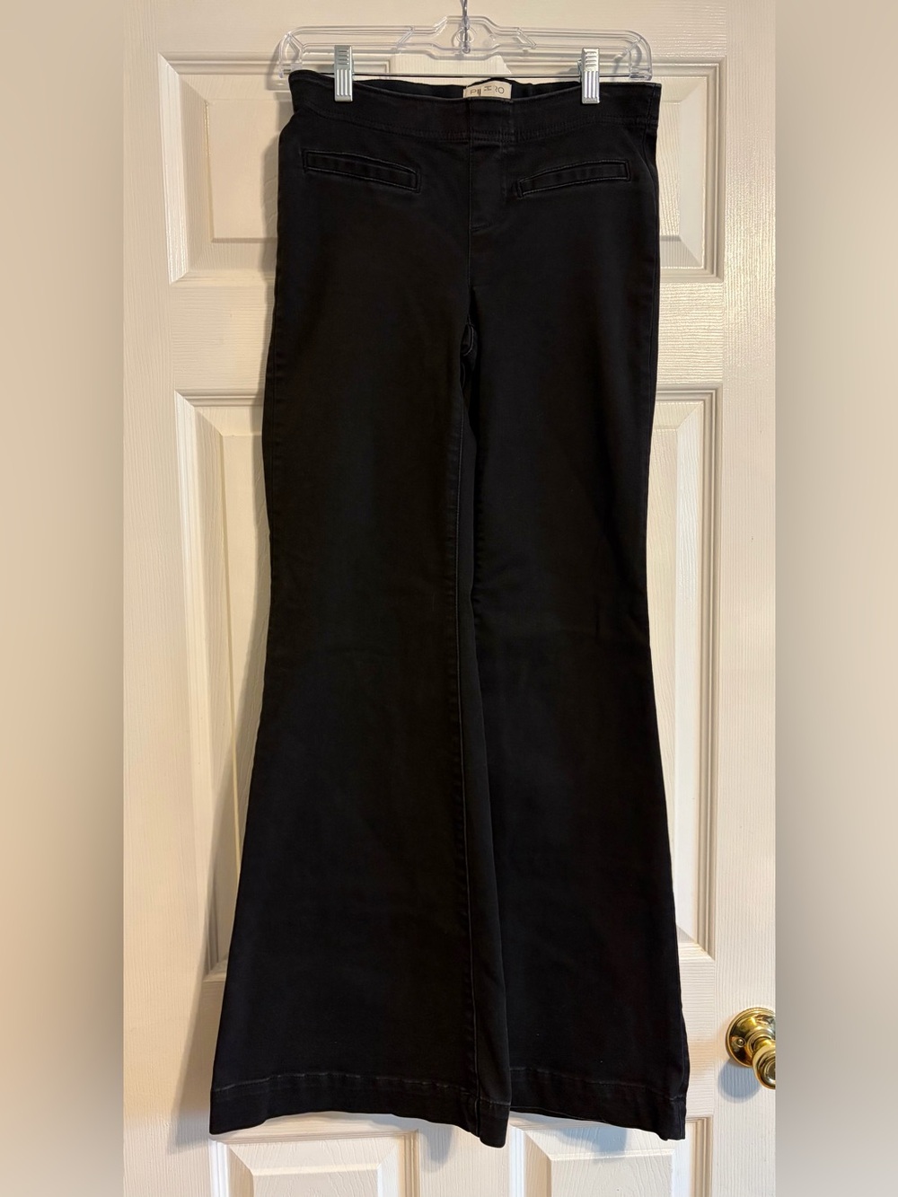 Anthropologie Pilcro Black Pull On Flare Jeans Comfort Stretch Pants Size 27